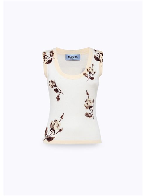 Cardigan e top con stampa a fiori BLUGIRL BLUMARINE | RF5069MAB01/P9086